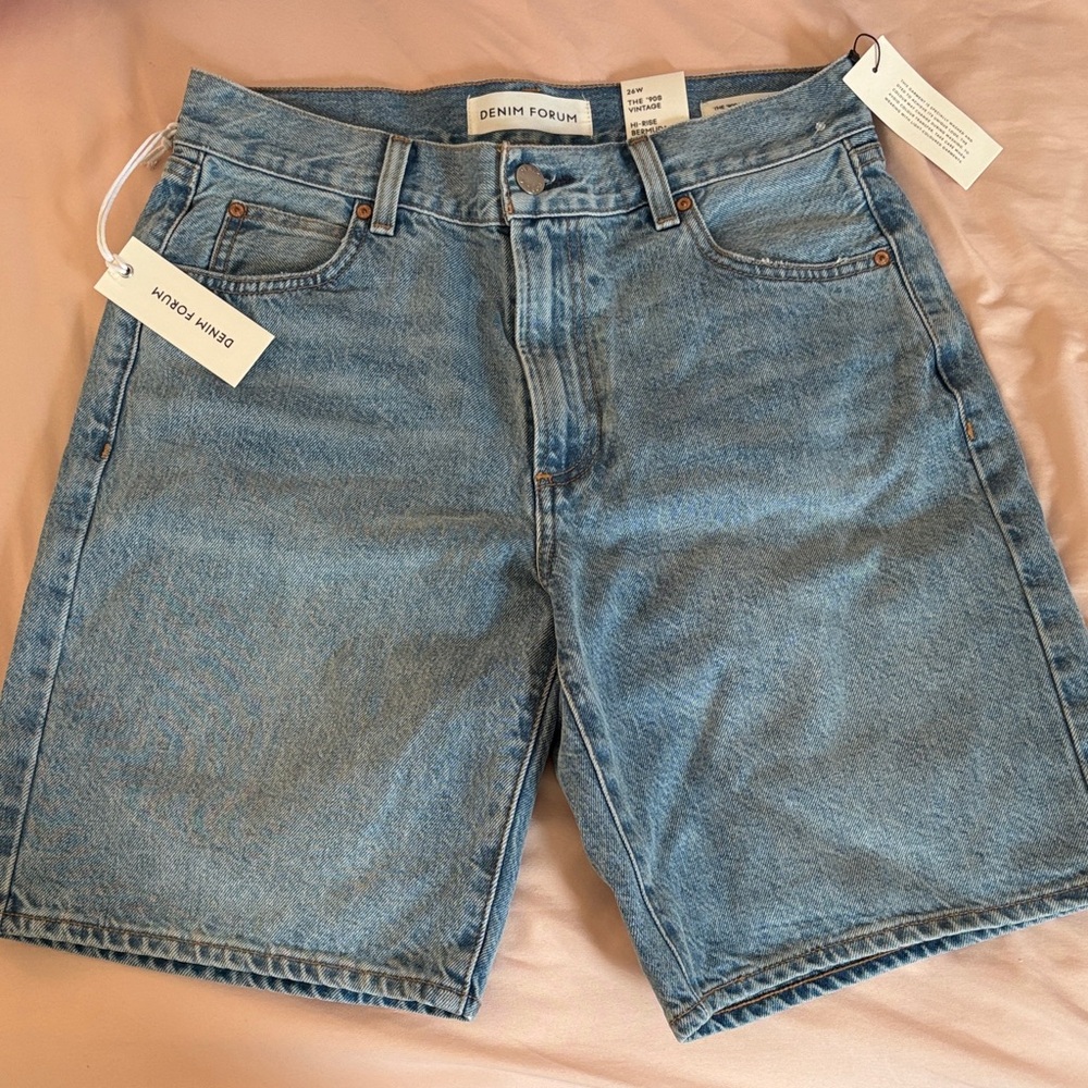 aritzia denim forum hi rise bermuda short